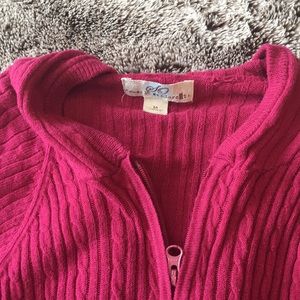 SO 3/4 Length Sleeve Zip Up Sweater